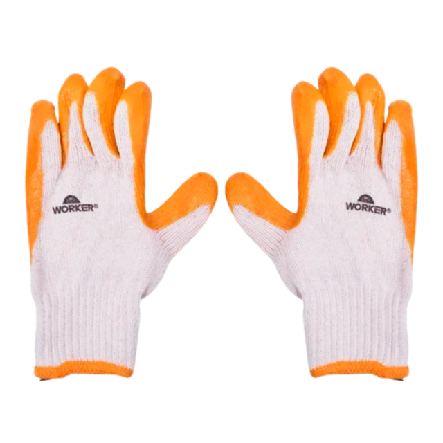 Luva Tricotada com Látex Tamanho 9 G Laranja - Worker