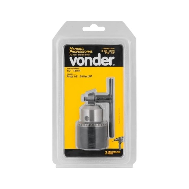 Mandril de 13mm 1/2" Roscável 3/8" - Vonder