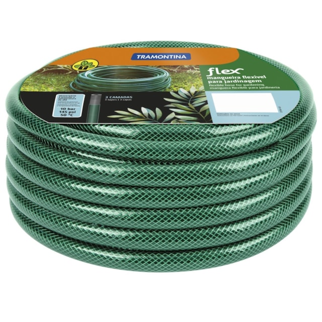 Mangueira Flex com Engates Rosqueados e Esguicho em Pvc Verde 20M - TRAMONTINA