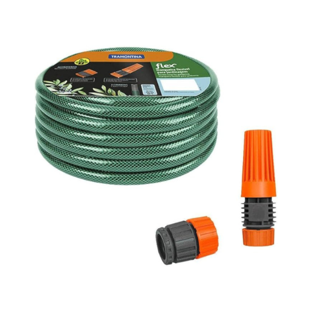 Mangueira para Jardim 30M FLEX Listrada c/ Esguicho - TRAMONTINA Mangueira para Jardim 30M FLEX Listrada c/ Esguicho - TRAMONTINA