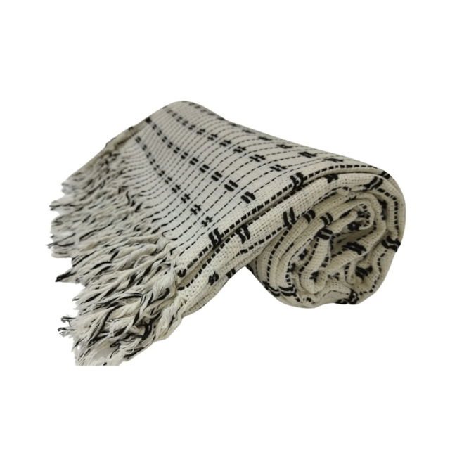 Manta Casal Força Do Querer Bege com Preto Manta Casal Força Do Querer Bege com Preto