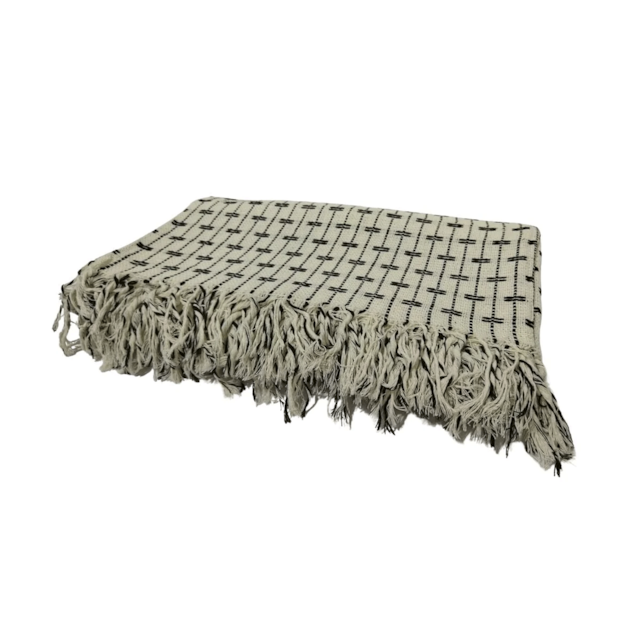 Manta Casal Força Do Querer Bege com Preto Manta Casal Força Do Querer Bege com Preto