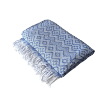 Manta Casal Tambaba 100% Algodão Mesclado Azul com Branco Manta Casal Tambaba 100% Algodão Mesclado Azul com Branco