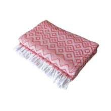 Manta Casal Tambaba 100% Algodão Mesclado Vermelho com Branco Manta Casal Tambaba 100% Algodão Mesclado Vermelho com Branco
