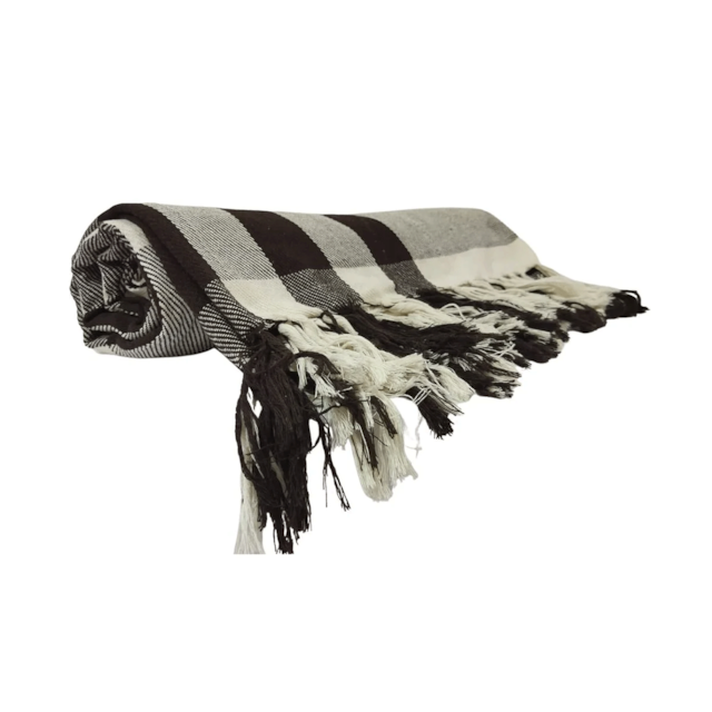 Manta Decorativa Cama King 2,55 x 2,35 m Bege com Marrom Manta Decorativa Cama King 2,55 x 2,35 m Bege com Marrom