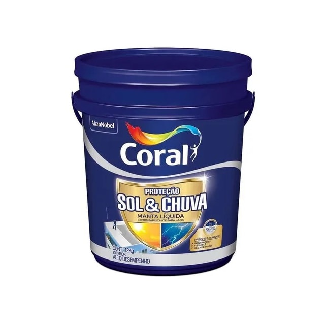 Manta Liquida Impermeabilizante Sol e Chuva 18kg - CORAL Manta Liquida Impermeabilizante Sol e Chuva 18kg - CORAL