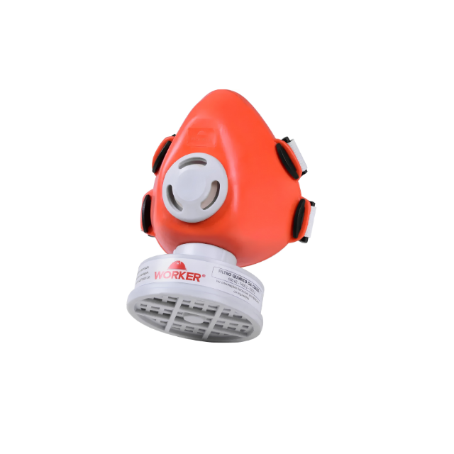 Máscara Respiratória Facial 1/4" com 1 Filtro para Vapores Orgânicos e Gases Ácidos - WORKER