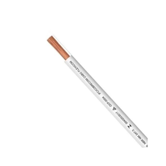 Metro de Cabo Flexível 2,5mm Branco 750V - Cobrecom Metro de Cabo Flexível 2,5mm Branco 750V - Cobrecom