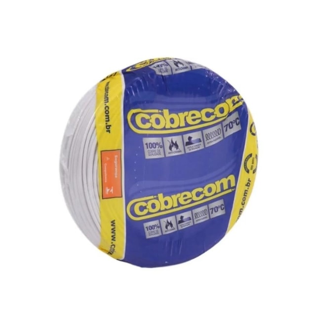 Metro de Cabo Flexível 2,5mm Branco 750V - Cobrecom Metro de Cabo Flexível 2,5mm Branco 750V - Cobrecom