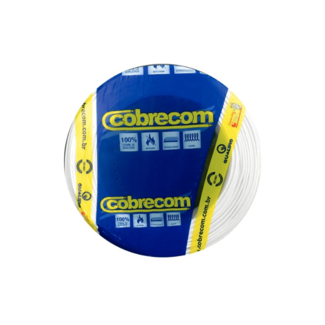 Metro de Cabo Flexível 4mm Branco 750v - COBRECOM Metro de Cabo Flexível 4mm Branco 750v - COBRECOM