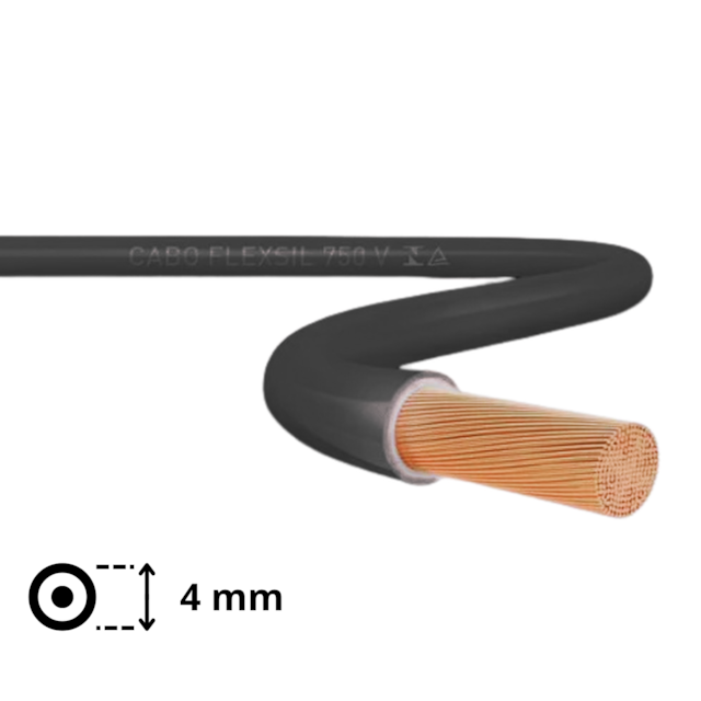 Metro de Cabo Flexível 4mm Preto - SIL Metro de Cabo Flexível 4mm Preto - SIL