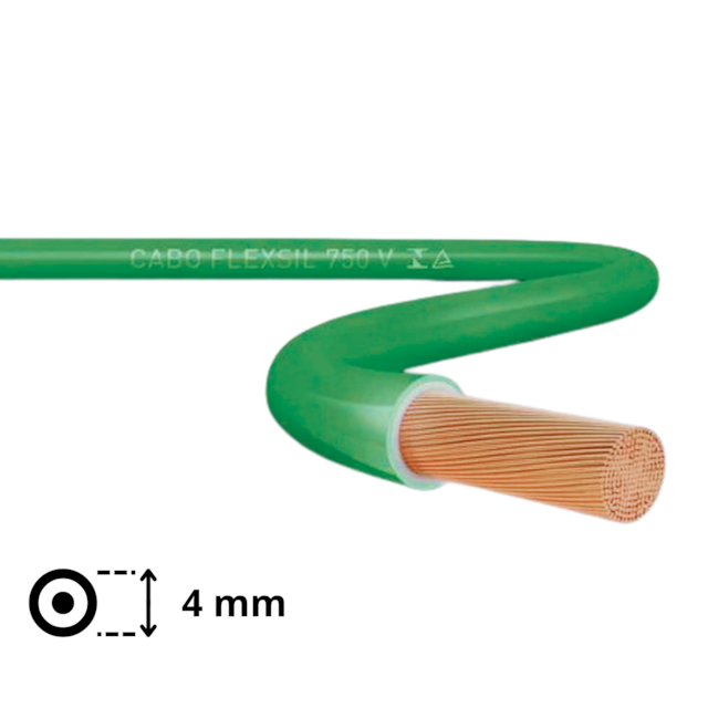 Metro de Cabo Flexível 4mm Verde - SIL Metro de Cabo Flexível 4mm Verde - SIL