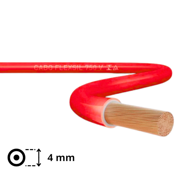 Metro de Cabo Flexível 4mm Vermelho - SIL