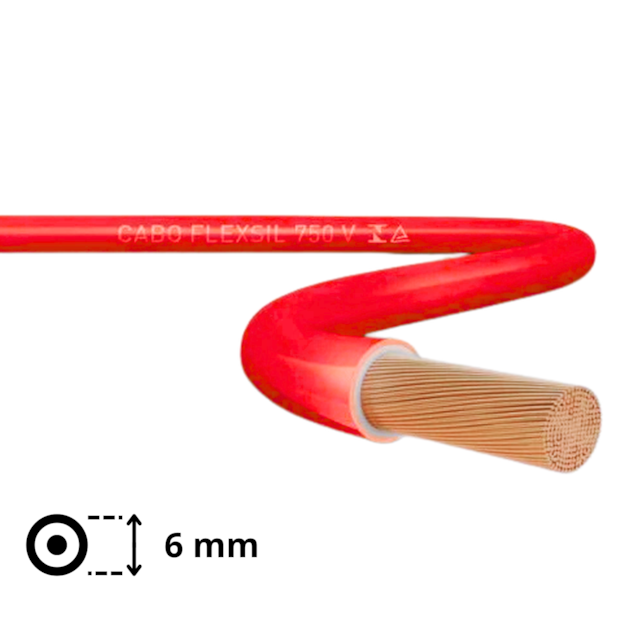 Metro de Cabo Flexível 6mm Vermelho - SIL Metro de Cabo Flexível 6mm Vermelho - SIL