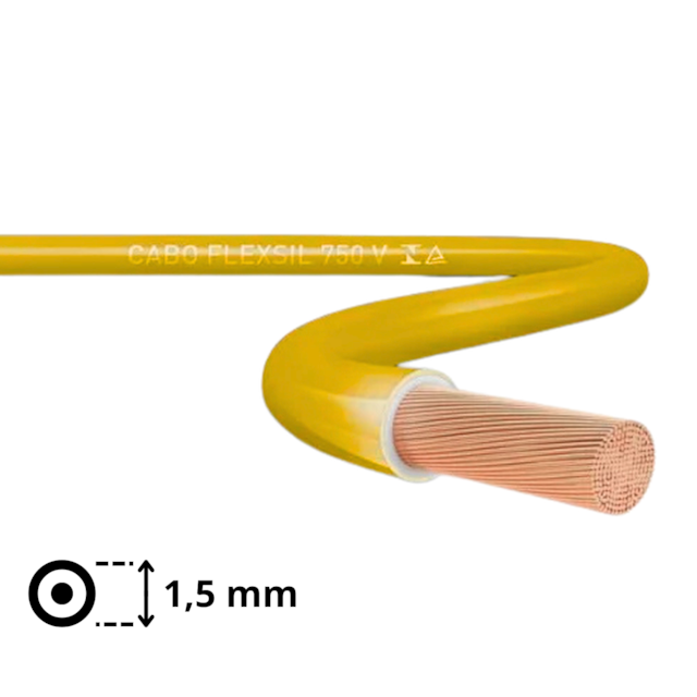 Metro de Cabo Flexível Amarelo 1,5mm - Sil Metro de Cabo Flexível Amarelo 1,5mm - Sil