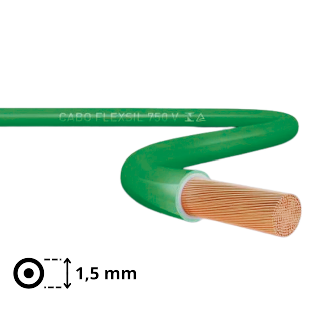 Metro de Cabo Flexível Verde 1,5mm - SIL Metro de Cabo Flexível Verde 1,5mm - SIL