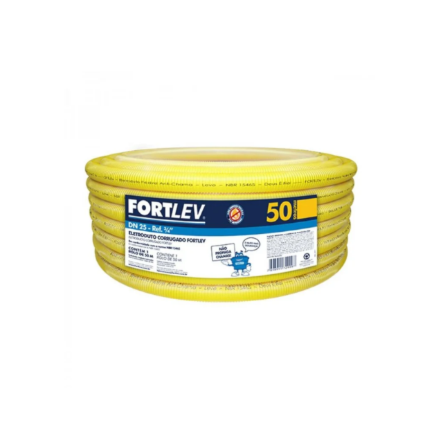 Metro de Eletroduto Corrugado 25mm Amarelo - FORTLEV Metro de Eletroduto Corrugado 25mm Amarelo - FORTLEV
