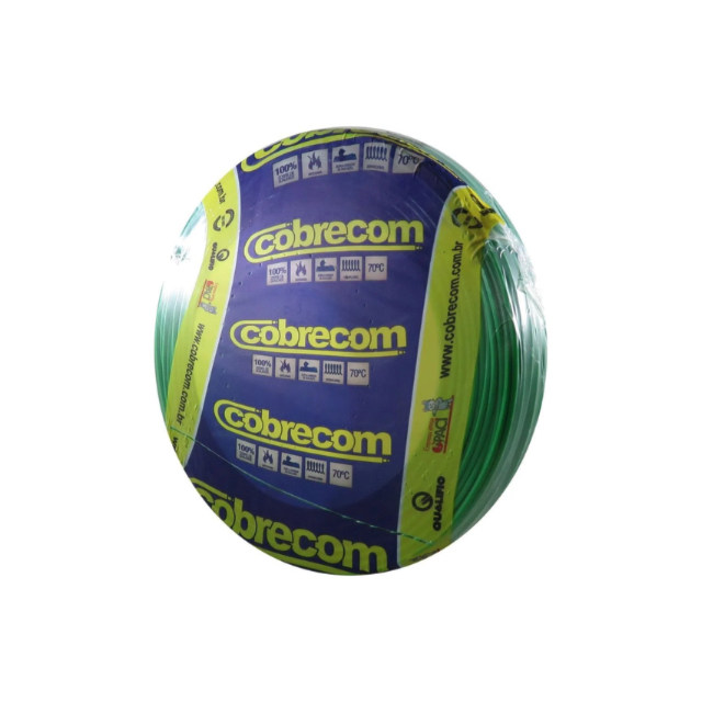 Metro do Cabo Flexível 10mm Verde 750v - COBRECOM Metro do Cabo Flexível 10mm Verde 750v - COBRECOM