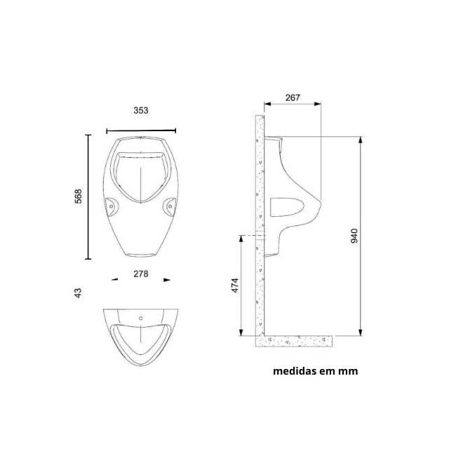 Mictório Sifonado Branco - CELITE Mictório Sifonado Branco - CELITE