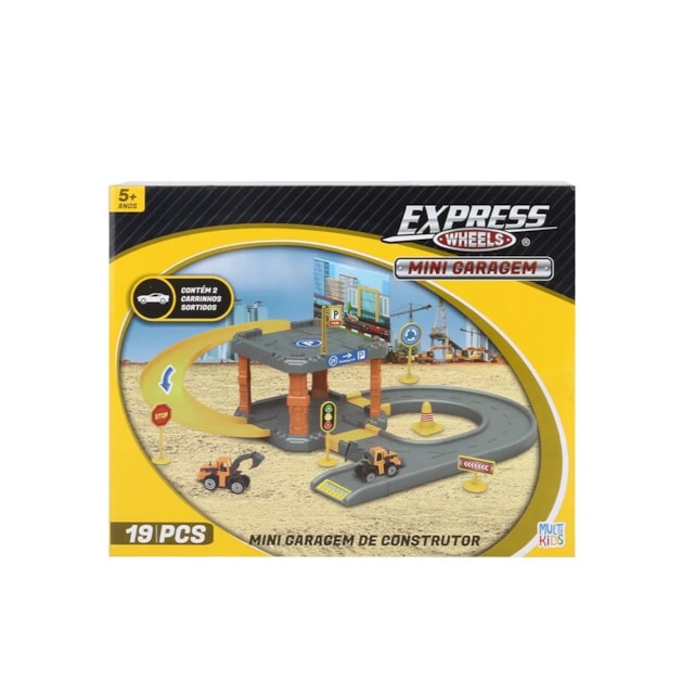 Mini Garagem de Carrinhos Construção Express Wheels Multikids - BR1837 Mini Garagem de Carrinhos Construção Express Wheels Multikids - BR1837