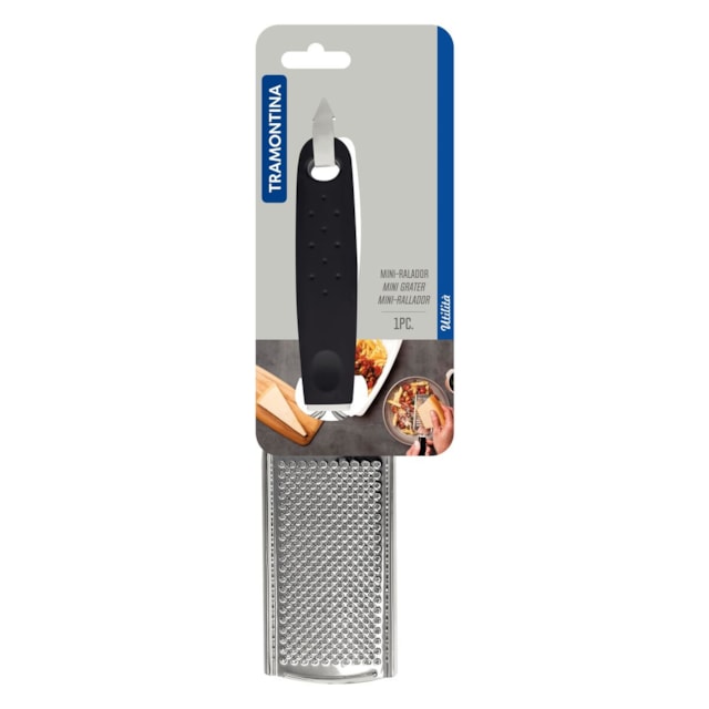 Mini-Ralador Tramontina Utilitá em Aço Inox com Cabo de Polipropileno Preto Mini-Ralador Tramontina Utilitá em Aço Inox com Cabo de Polipropileno Preto