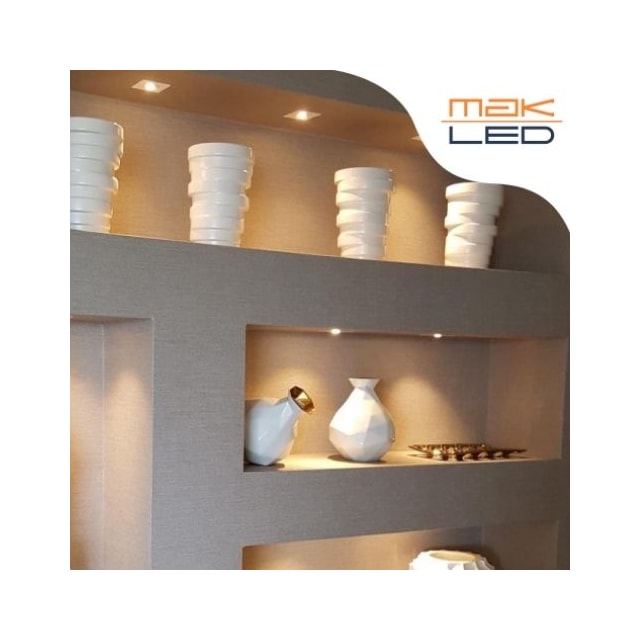 Mini Spot LED Quadrado 3w 6500k Branco - Mak Led Mini Spot LED Quadrado 3w 6500k Branco - Mak Led