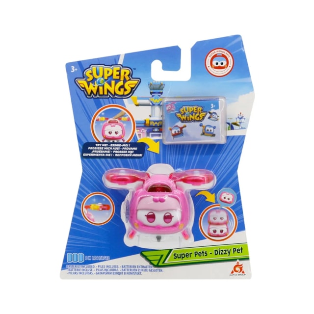 Mini Super Wings Super Pet com Luz Multikids Dizzy