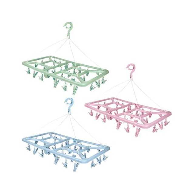 Mini Varal Retangular Dobrável 32 Prendedores - MOR Mini Varal Retangular Dobrável 32 Prendedores - MOR