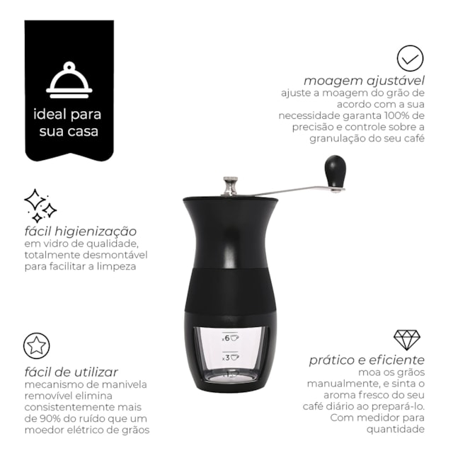 Moedor de Café Manual de Vidro e Silicone Mimo Style