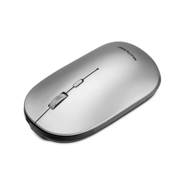 Mouse Sem Fio Bt+2.4Ghz 1600dpi Pilha Inclusa Multilaser Cinza