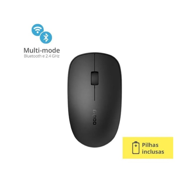 Mouse sem fio Rapoo M200, 2.4 Ghz, 3 Botões, 1300 DPI- RA011 Preto