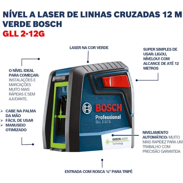 Nível a Laser GLL 2 a 12G 12M Linha Verde - BOSCH Nível a Laser GLL 2 a 12G 12M Linha Verde - BOSCH