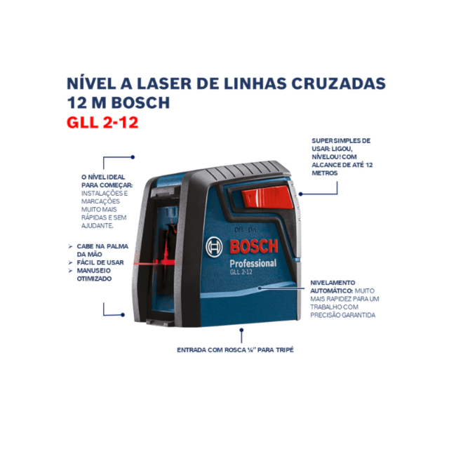 Nível a Laser GLL2-12 12M Vermelho - BOSCH