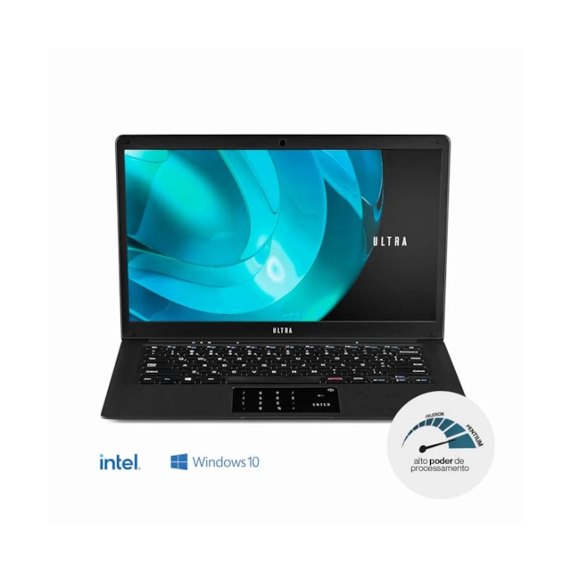 Notebook Ultra, com Windows 10 Home, Processador Intel Pentium, Memória 4GB RAM e 500GB HDD, Tela 14,1 Pol. HD, Preto -