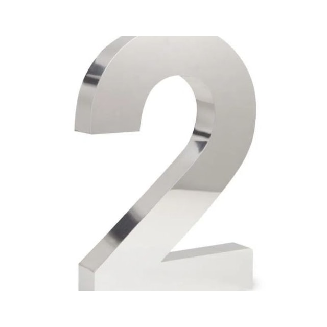 Número 2 (dois) em Aço Inox 15cm - UNIÃO INOX Número 2 (dois) em Aço Inox 15cm - UNIÃO INOX