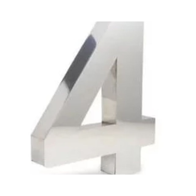 Número 4 (quatro) em Aço Inox 15cm - UNIÃO INOX Número 4 (quatro) em Aço Inox 15cm - UNIÃO INOX