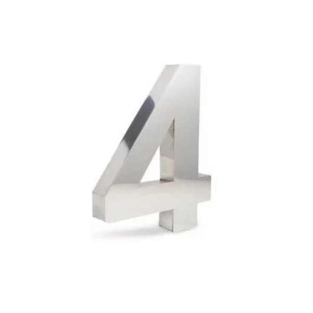 Número 4 (quatro) em Aço Inox 15cm - UNIÃO INOX Número 4 (quatro) em Aço Inox 15cm - UNIÃO INOX