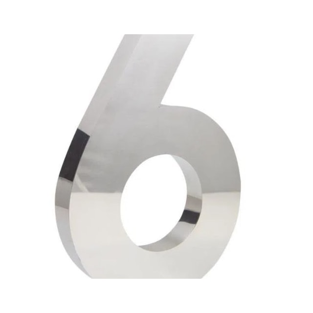 Número 6 (seis) em Aço Inox 15cm - UNIÃO INOX Número 6 (seis) em Aço Inox 15cm - UNIÃO INOX