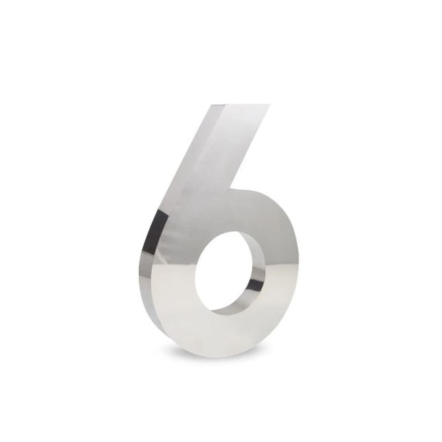 Número 6 (seis) em Aço Inox 15cm - UNIÃO INOX Número 6 (seis) em Aço Inox 15cm - UNIÃO INOX