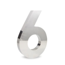 Número 6 (seis) em Aço Inox 15cm - UNIÃO INOX Número 6 (seis) em Aço Inox 15cm - UNIÃO INOX