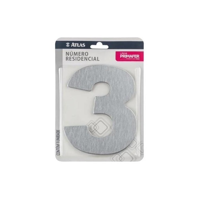 Número em Aço 3 Adesivo ACM - ATLAS Número em Aço 3 Adesivo ACM - ATLAS