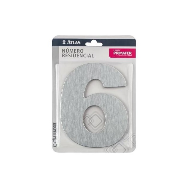 Número em Aço 6 Adesivo ACM - ATLAS Número em Aço 6 Adesivo ACM - ATLAS