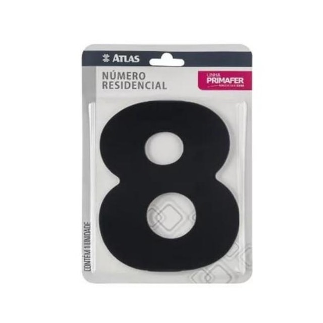 Número em Aço 8 Adesivo Preto - ATLAS Número em Aço 8 Adesivo Preto - ATLAS