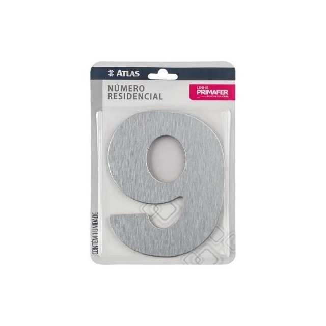 Número em Aço 9 Adesivo ACM - ATLAS Número em Aço 9 Adesivo ACM - ATLAS