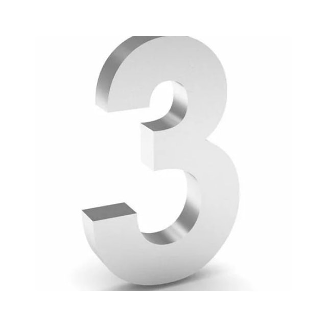 Número em Aço Inox 3 20cm - União Inox Número em Aço Inox 3 20cm - União Inox