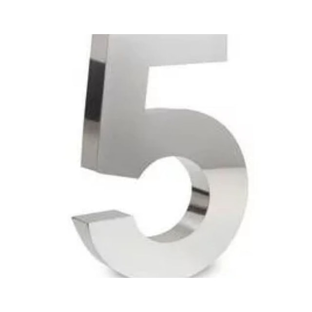 Número em Aço Inox 5 20cm - União Inox Número em Aço Inox 5 20cm - União Inox
