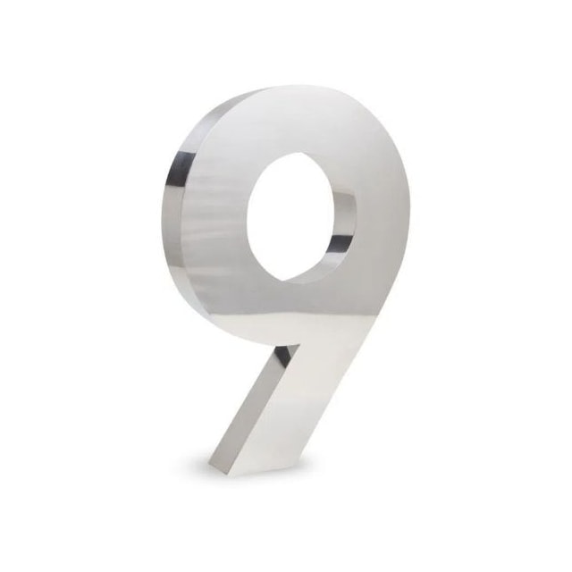 Número em Aço Inox 9 20cm - União Inox Número em Aço Inox 9 20cm - União Inox