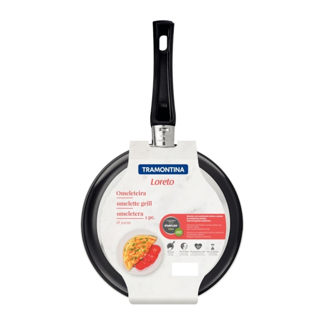 Omeleteira Tramontina Loreto em Alumínio Antiaderente Starflon Max 20 cm Grafite Omeleteira Tramontina Loreto em Alumínio Antiaderente Starflon Max 20 cm Grafite