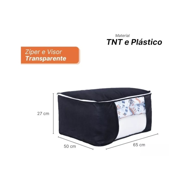 Organizador De Guarda Roupa Multiuso Saco Com Zíper Preto Organizador De Guarda Roupa Multiuso Saco Com Zíper Preto