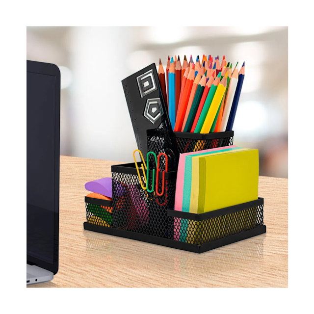 Organizador de Mesa Aramado 4 Compartimentos Preto Keep - EI138